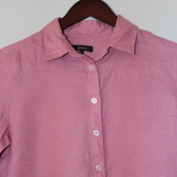 Quince 100% European Linen Button Down Shirt Dusty Rose Pink Small - Picture 2 of 6